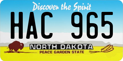 ND license plate HAC965