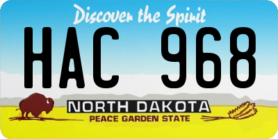 ND license plate HAC968