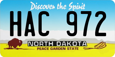 ND license plate HAC972