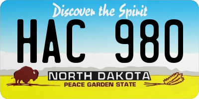 ND license plate HAC980