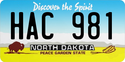 ND license plate HAC981