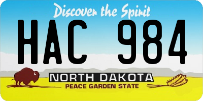 ND license plate HAC984