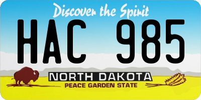 ND license plate HAC985