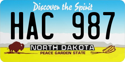 ND license plate HAC987