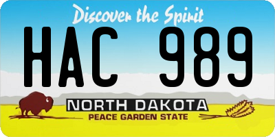 ND license plate HAC989