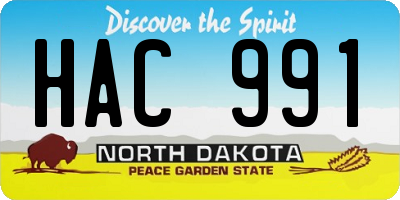 ND license plate HAC991