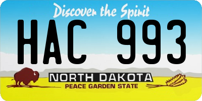 ND license plate HAC993