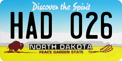 ND license plate HAD026