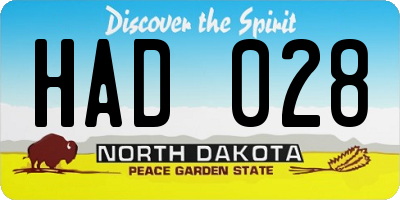 ND license plate HAD028