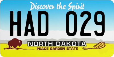 ND license plate HAD029