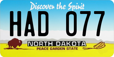ND license plate HAD077