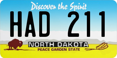 ND license plate HAD211