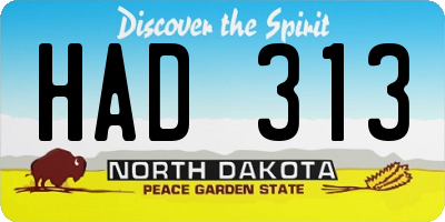 ND license plate HAD313