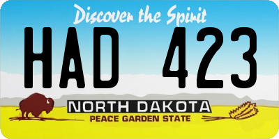 ND license plate HAD423