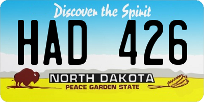 ND license plate HAD426