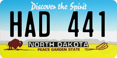 ND license plate HAD441