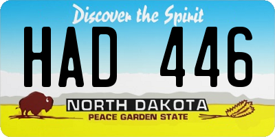 ND license plate HAD446