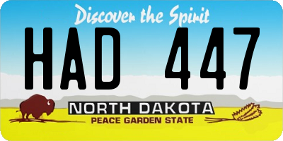 ND license plate HAD447