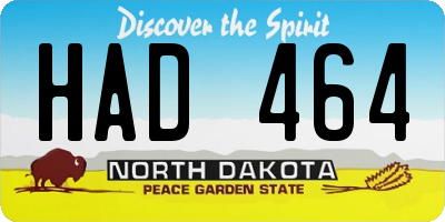 ND license plate HAD464