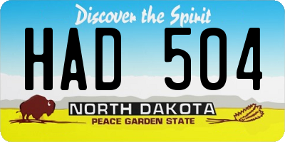 ND license plate HAD504