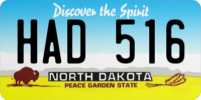 ND license plate HAD516