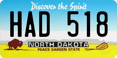 ND license plate HAD518