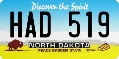 ND license plate HAD519