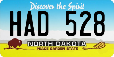 ND license plate HAD528