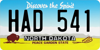 ND license plate HAD541