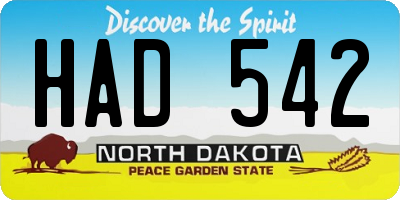 ND license plate HAD542