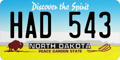 ND license plate HAD543