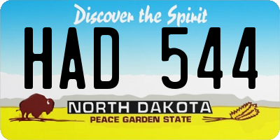 ND license plate HAD544