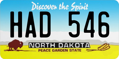 ND license plate HAD546