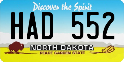 ND license plate HAD552