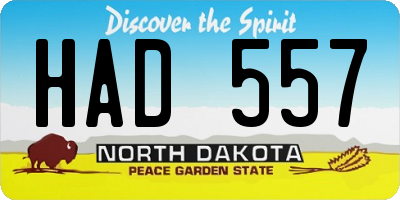 ND license plate HAD557