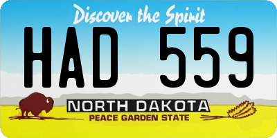 ND license plate HAD559