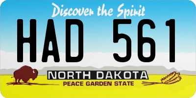 ND license plate HAD561