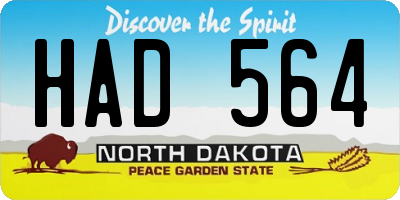 ND license plate HAD564