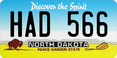 ND license plate HAD566