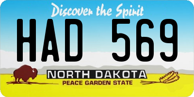 ND license plate HAD569