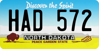 ND license plate HAD572