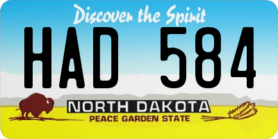ND license plate HAD584