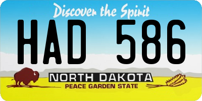 ND license plate HAD586