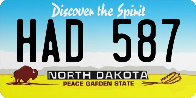 ND license plate HAD587