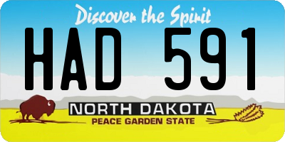 ND license plate HAD591