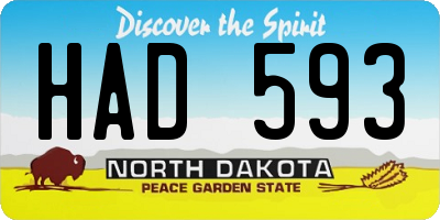 ND license plate HAD593