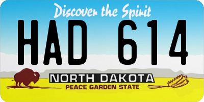 ND license plate HAD614