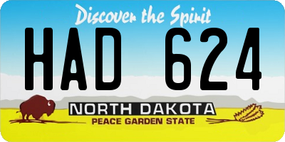 ND license plate HAD624