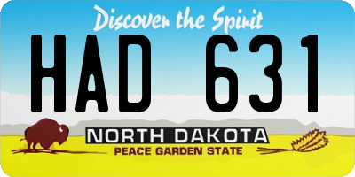 ND license plate HAD631
