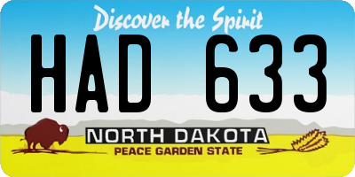 ND license plate HAD633